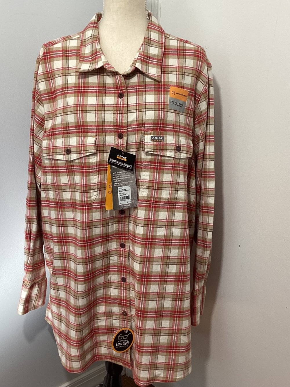 NWT ARIAT WORK REBAR WOMAN'S FLANNEL PLAID SHIRT DURASTRETCH